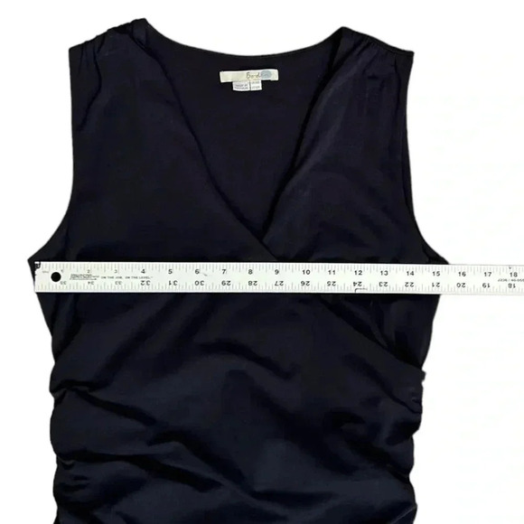 BODEN Dark Blue Sleeveless Midi Dress sz 10 Bodycon V-neck Ruched Side Stretch - Picture 5 of 7